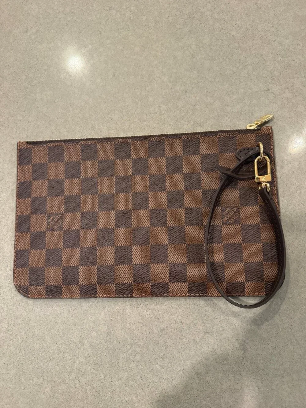 Louis Vuitton Neverfull Pochette (Damier Ebene / Cerise) – Never Used